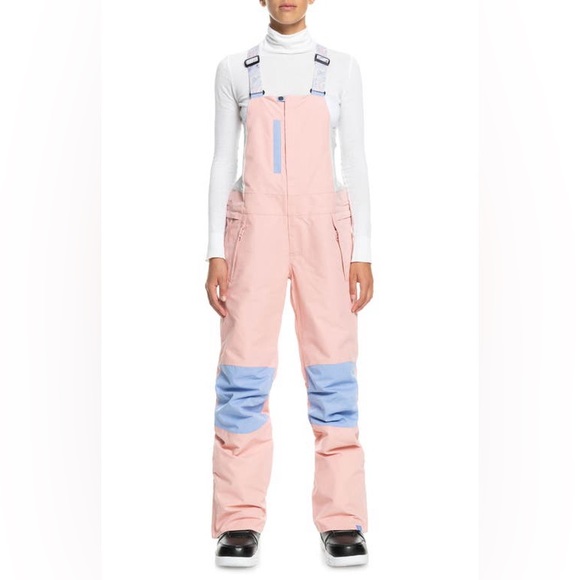 Roxy Pants - Roxy | Women's Chloe Kim Snow Bib Pants, Pink, Size Large